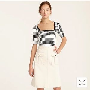 Perfect-fit elbow-sleeve squareneck T-shirt